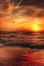 A Glorious Red and Orange Sunset on a North Sea Beach Nature Journal: 150 Page Lined Notebook/Diary