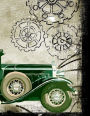 Giant-Sized Notebook: Antique Automobile Cover Design Notebook/Journal with 600 Lined & Numbered Pages (8.5 x 11/300 Sheets)