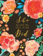 She Believed She Could So She Did (Journal, Diary, Notebook): Salmon Red Watercolor Flowers, 8.5 X 11
