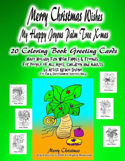 Merry Christmas Wishes My Happy Joyous Palm Tree X-mas 20 Coloring Book