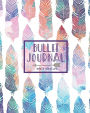 Bullet Journal Dot Grid for 90 Days, Numbered pages quarterly journal diary, Bohemian Feather African Colorful Tribal: Large bullet journal 8x10