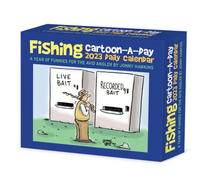 Fishing CartoonADay by Jonny Hawkins 2023 Box Calendar by Jonny