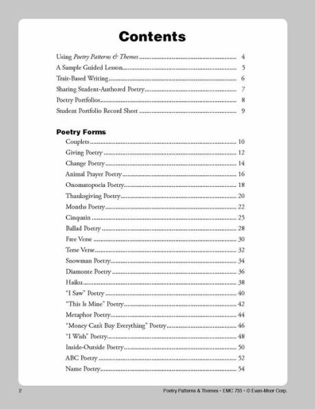 Poetry Patterns & Themes, Grade 3 - 6 Teacher Resource