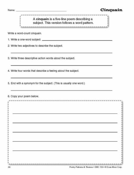 Poetry Patterns & Themes, Grade 3 - 6 Teacher Resource