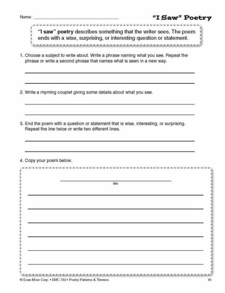 Poetry Patterns & Themes, Grade 3 - 6 Teacher Resource