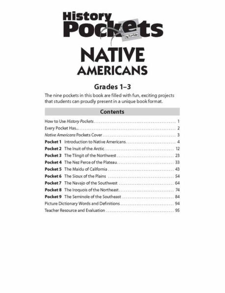 History Pockets: Native Americans, Grade 1 - 3 Teacher Resource