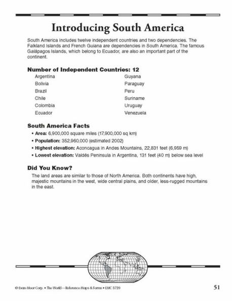 The World - Reference Maps & Forms, Grade 3 - 6 - Teacher Resource