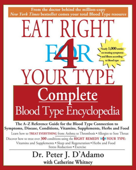 Eat Right 4 Your Type Complete Blood Type Encyclopedia: The A-Z Reference Guide for the Blood Type Connection to Sympoms, Disease, Conditions, Vitamins, Supplements, Herbs and Food