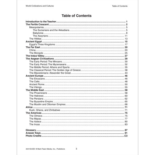 World Civilizations and Cultures, Grades 5 - 8