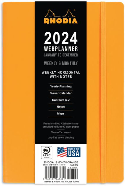 Rhodia # 378 6 1/4w x 9 1/2h Weekly Webplanner (Jan 2024 - Dec 2024)
