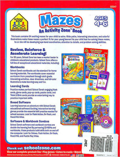 School Zone Mazes 64-Page Workbook