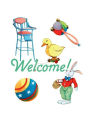 High Chair and Baby Toys New Child Greeting Cards