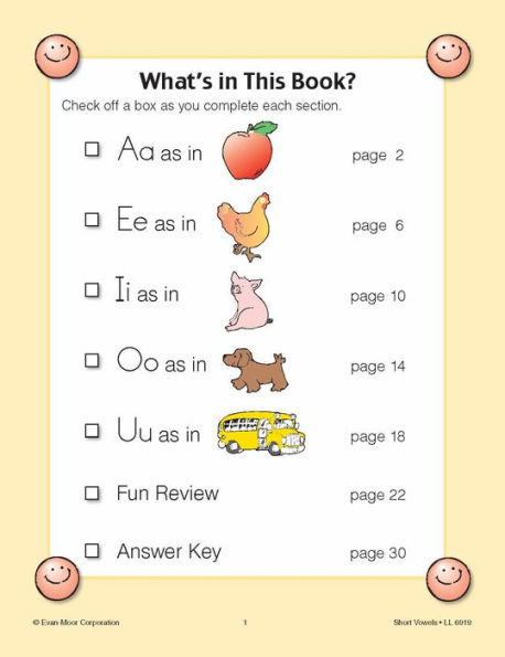 Learning Line: Short Vowels, Kindergarten - Grade 1 Workbook