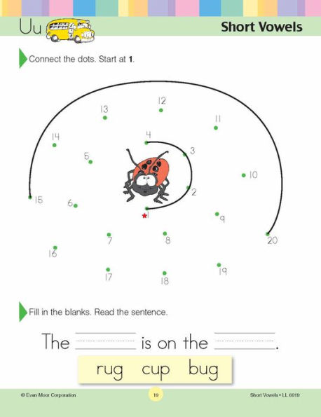 Learning Line: Short Vowels, Kindergarten - Grade 1 Workbook
