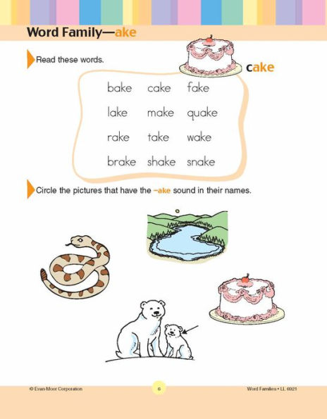 Learning Line: Word Families, Grade 1 - 2 Workbook