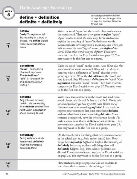 Daily Academic Vocabulary Grade 3