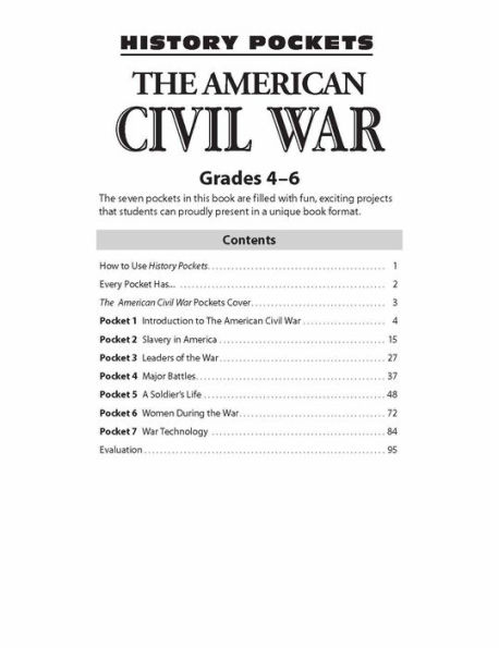 History Pockets: The American Civil War, Grade 4 - 6 Teacher Resource