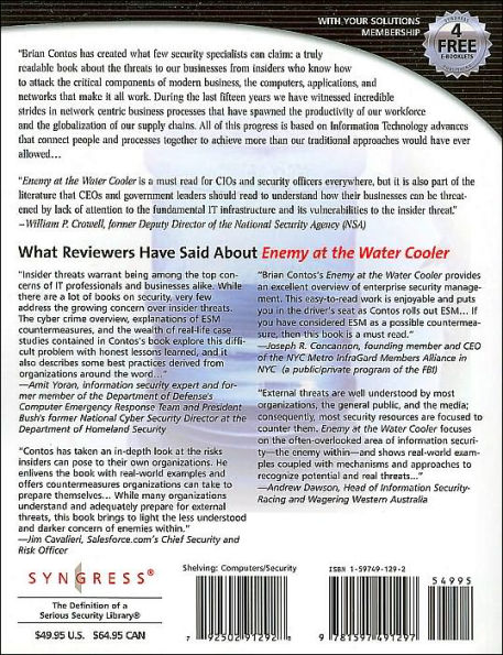 Enemy at the Water Cooler: True Stories of Insider Threats and Enterprise Security Management Countermeasures