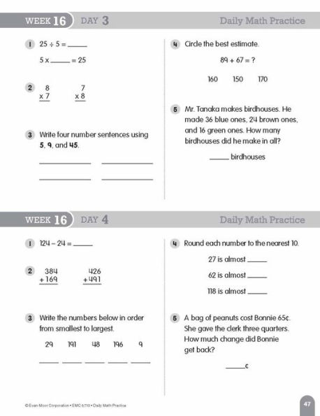 Daily Math Practice, Grade 3 - Student Workbook