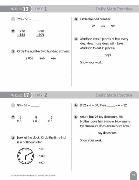 Daily Math Practice, Grade 3 - Student Workbook