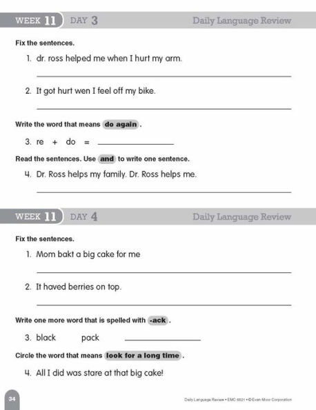 Daily Language Review, Grade 1 Student Edition Workbook