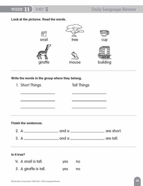 Daily Language Review, Grade 1 Student Edition Workbook