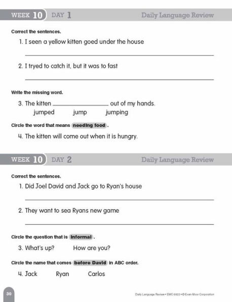 Daily Language Review, Grade 2 Student Edition Workbook
