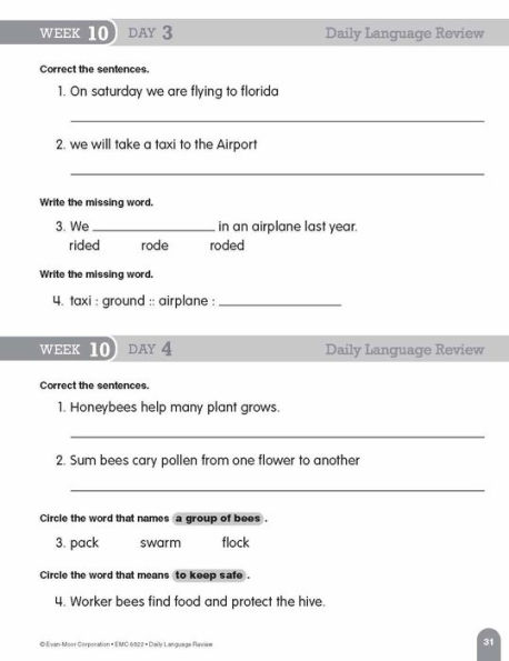 Daily Language Review, Grade 2 Student Edition Workbook