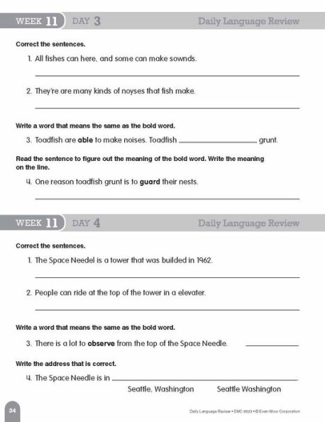 Daily Language Review, Grade 3 Student Edition Workbook