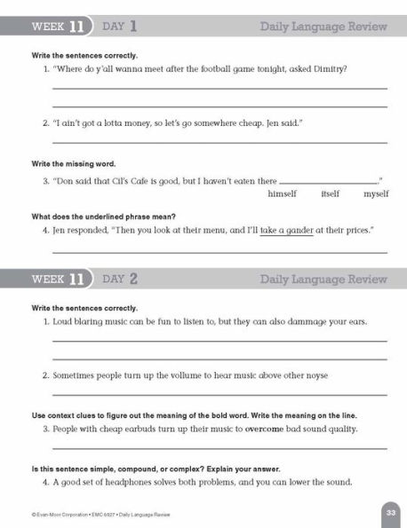 Daily Language Review, Grade 7 Student Edition Workbook