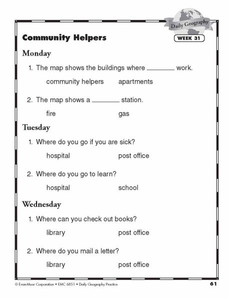 Daily Geography Practice, Grade 1 Student Edition Workbook