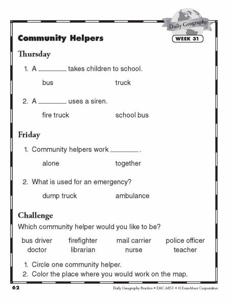 Daily Geography Practice, Grade 1 Student Edition Workbook