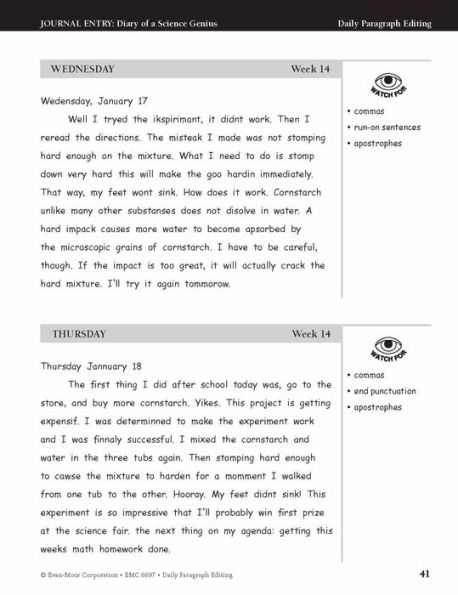 Daily Paragraph Editing, Grade 7 - Student Workbook
