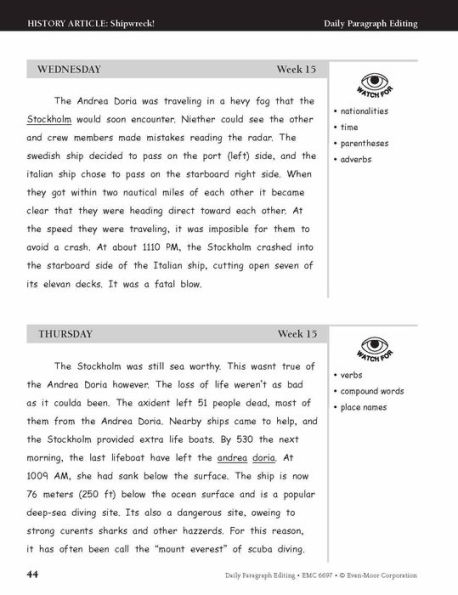 Daily Paragraph Editing, Grade 7 - Student Workbook