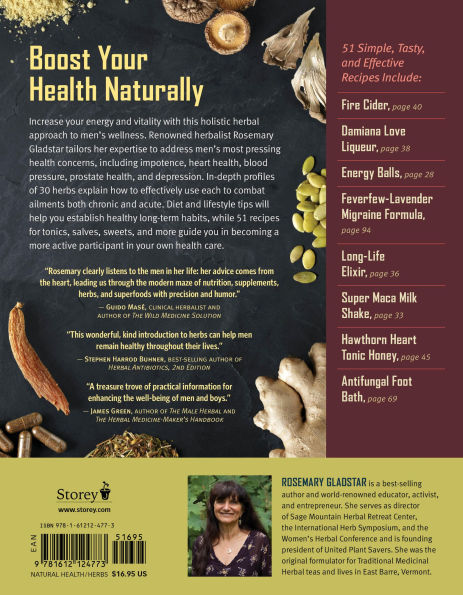 Rosemary Gladstar's Herbal Healing for Men: Remedies and Recipes for Circulation Support, Heart Health, Vitality, Prostate Health, Anxiety Relief, Longevity, Virility, Energy & Endurance