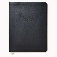 Title: 2025-2026 Paper Source Black Leather 18-Month Weekly Desk Planner