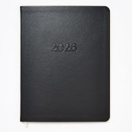 Title: 2025-2026 Paper Source Black Leather 18-Month Monthly Desk Planner