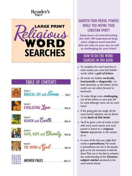 Reader's Digest Large Print Religious Word Search: 100 Easy-to-read Brain-challenging Christian puzzles