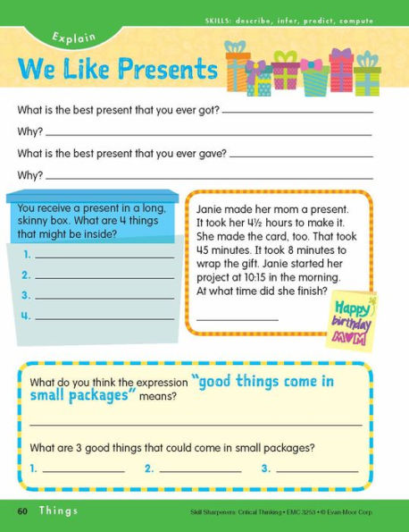 Skill Sharpeners: Critical Thinking, Grade 3 Workbook