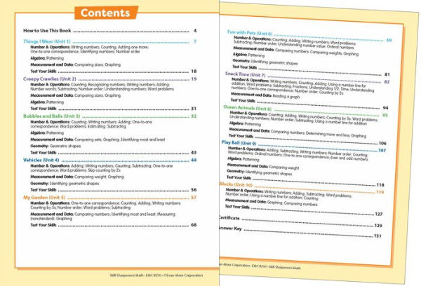 Skill Sharpeners: Math, Kindergarten Workbook