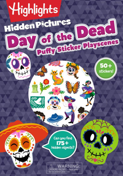 Day of the Dead Hidden Pictures Puffy Sticker Playscenes: Puffy Sticker Activity Book with Over 50 Day of the Dead Stickers and Puzzles, Fun Sticker Puzzle Book for Kids Ages 36