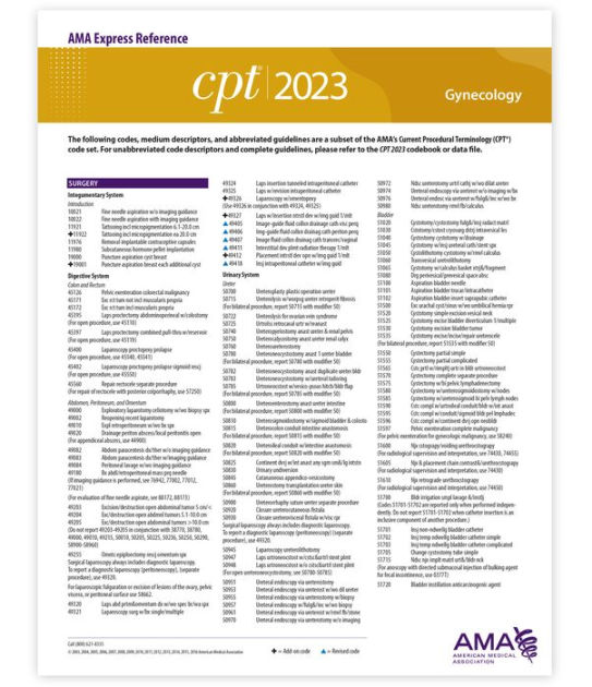 CPT 2023 Express Reference Coding Card Gynecology by AMA, Other