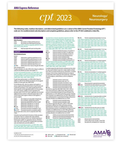 CPT 2023 Expresss Reference Coding Card Neurology/Neurosurgery by AMA