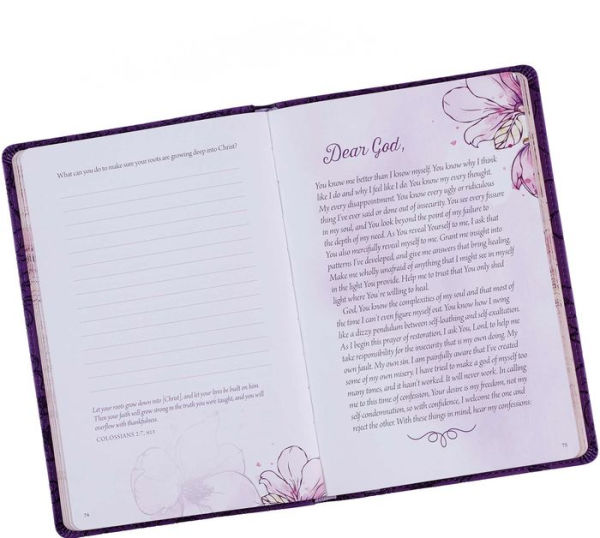 Secure In The Arms Of God Faux Leather Guided Journal in Purple