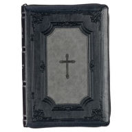 Title: KJV Holy Bible, Super Giant Print Faux Leather Red Letter Edition - Thumb Index & Ribbon Marker, King James Version, Gray/Black, Author: Christian Art Gifts