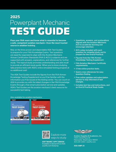 Powerplant Mechanic Test Guide Plus 2025: Paperback plus software to study and prepare for your aviation mechanic FAA Knowledge Exam