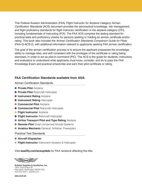 Airman Certification Standards: Flight Instructor - Airplane (2025): FAA-S-ACS-25