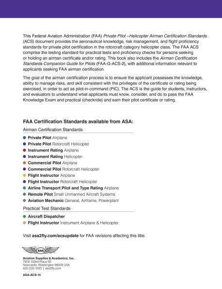 Airman Certification Standards: Private Pilot - Helicopter (2025): FAA-S-ACS-15