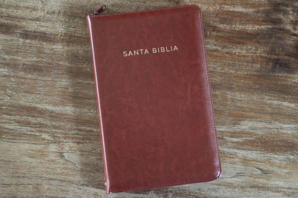 Biblia Reina Valera 1960 letra grande. Símil piel canela, cremallera, tamaño manual / Spanish Bible RVR 1960. Handy Size, Large Print, Leathersoft, Brown Zip