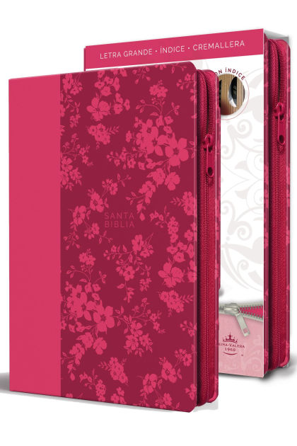 Biblia Reina Valera 1960 letra grande. Símil piel fucsia